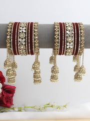 Viharika Bangle Set / Stack-Maroon