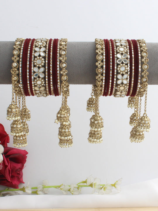 Viharika Bangle Set / Stack-Maroon