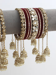 Viharika Bangle Set / Stack-Maroon