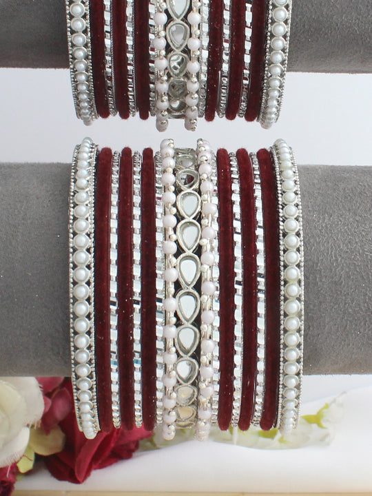 Keshvi Bangle Set / Stack-Maroon
