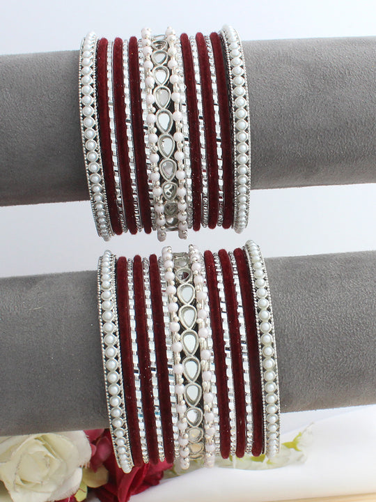 Keshvi Bangle Set / Stack-Maroon