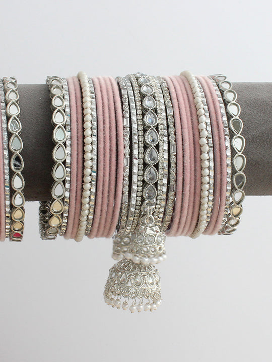 Kiyanvi Bangle Set / Stack-Pastel Pink