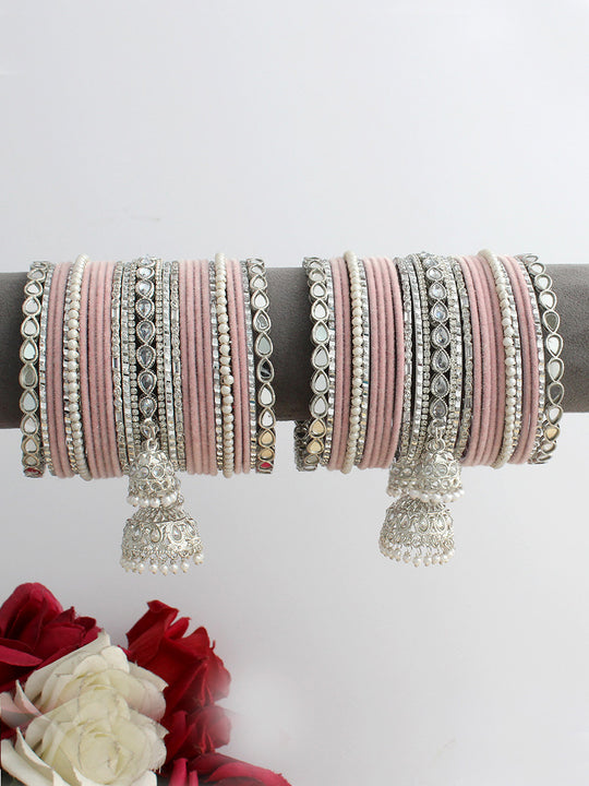 Kiyanvi Bangle Set / Stack-Pastel Pink