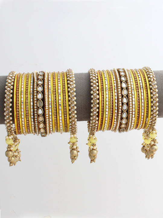 Aarushi Bangle Set / Stack-Yellow