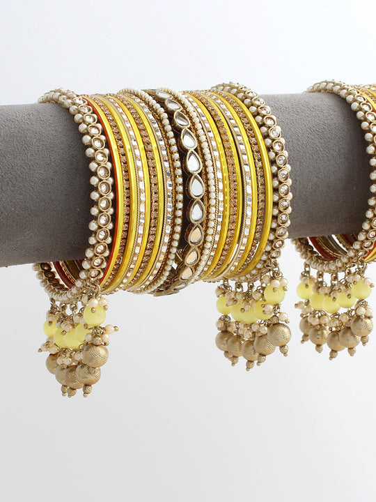 Aarushi Bangle Set / Stack-Yellow