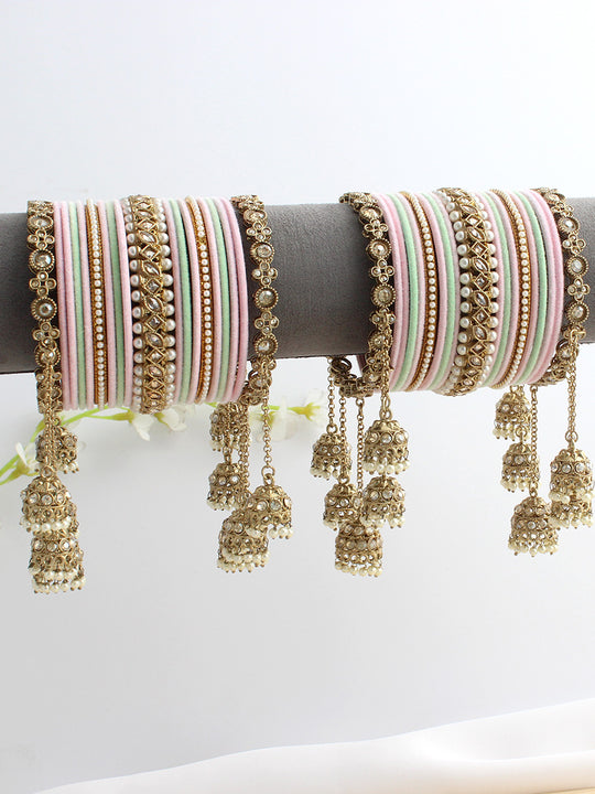 Himangi Bangle Set / Stack-Pastel Pink / Mint Green