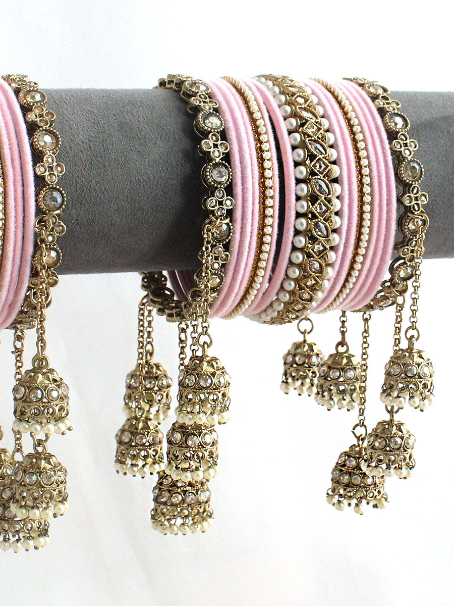 Himangi Bangle Set-Paste Pink