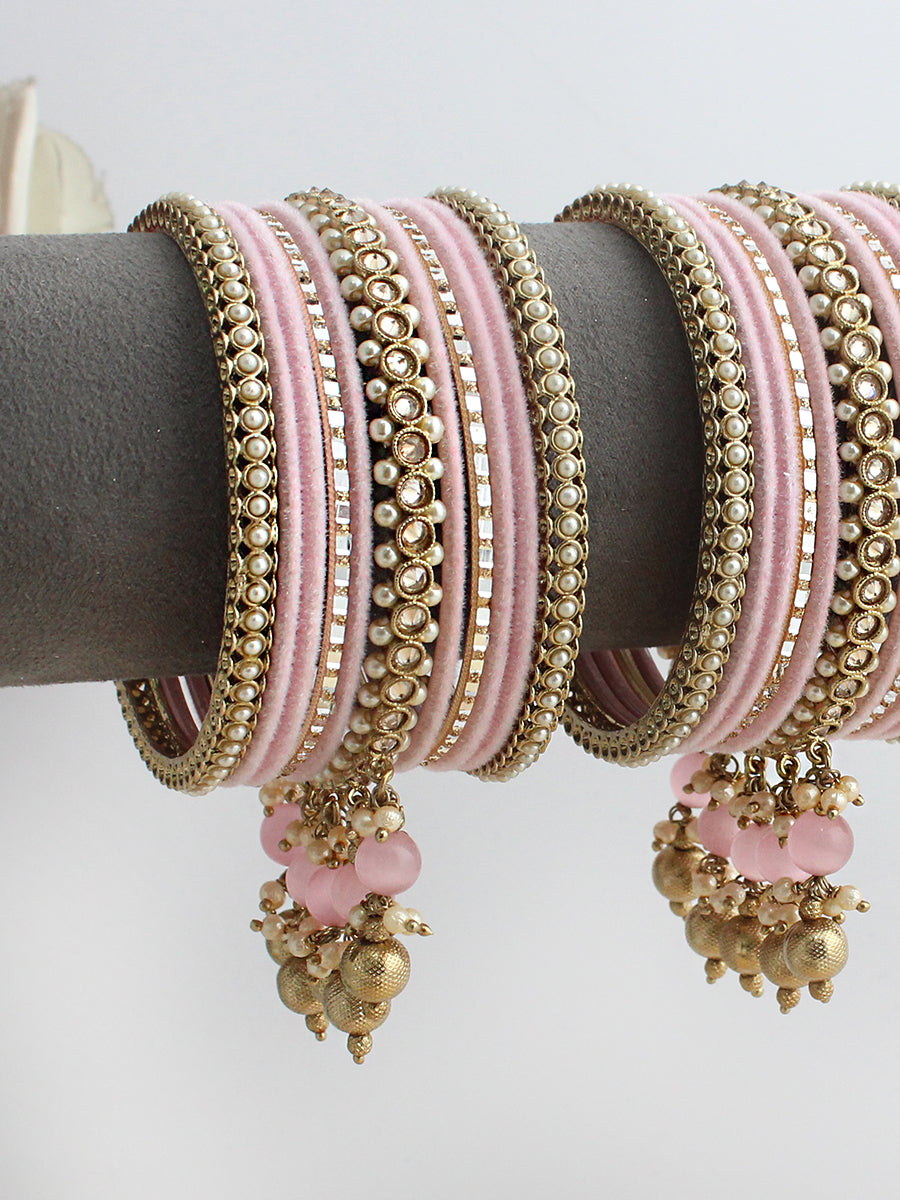 Ameena Bangle Set / Stack-Pastel Pink