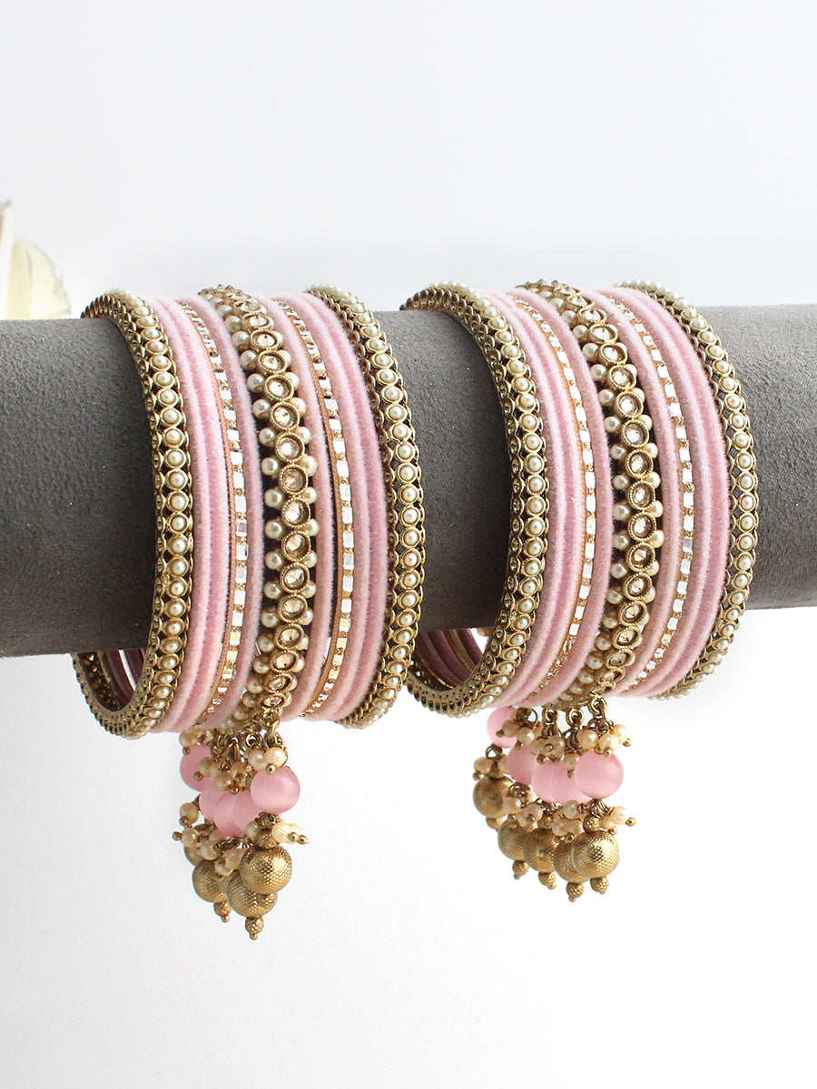 Ameena Bangle Set / Stack-Pastel Pink