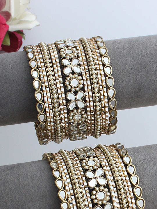 Kangana Mirror Bangle Set / Stack-Gold