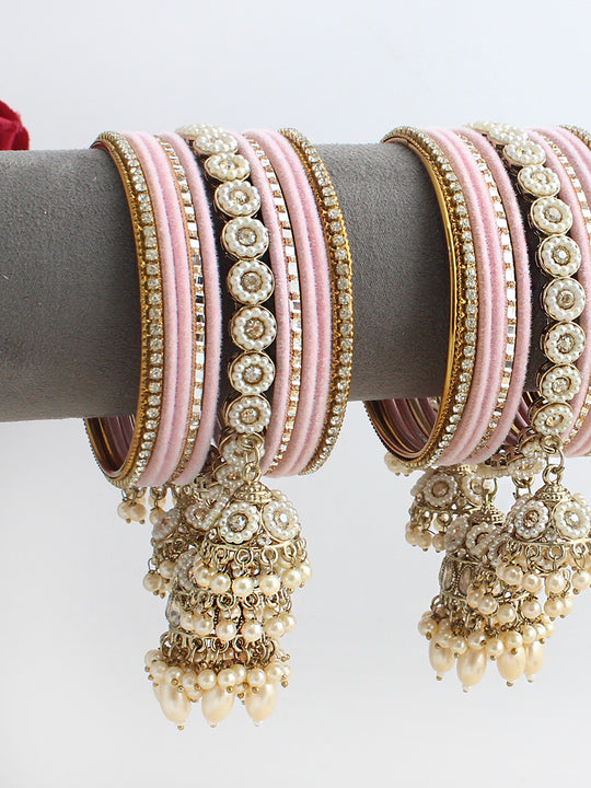 Arshia Bangle Set / Stack-Pastel Pink