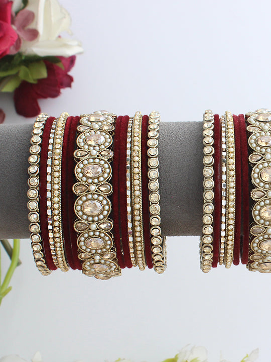 Urja Bangle Set / Stack-Maroon