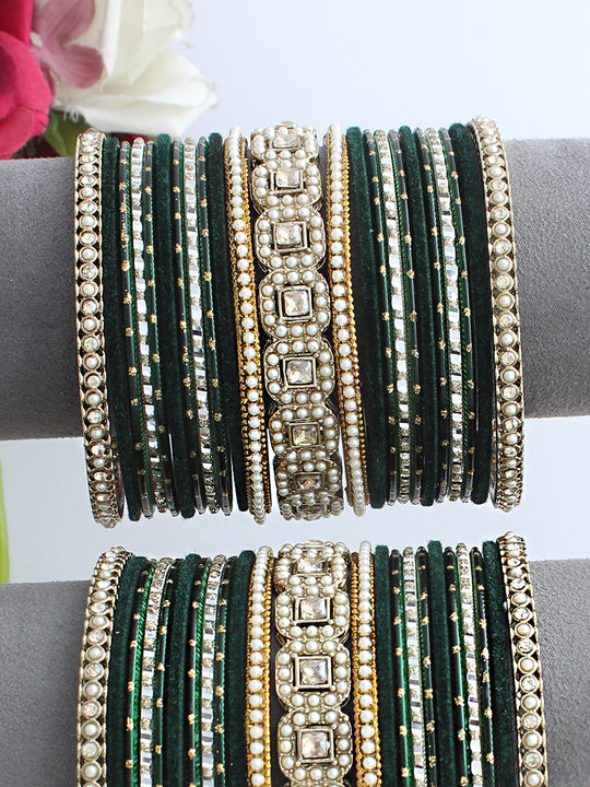 Reeva Bangle Set / Stack-Green
