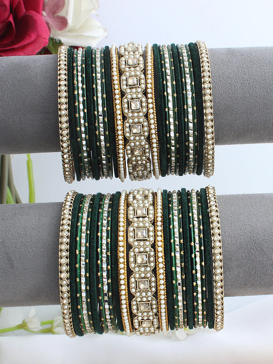 Reeva Bangle Set / Stack-Green