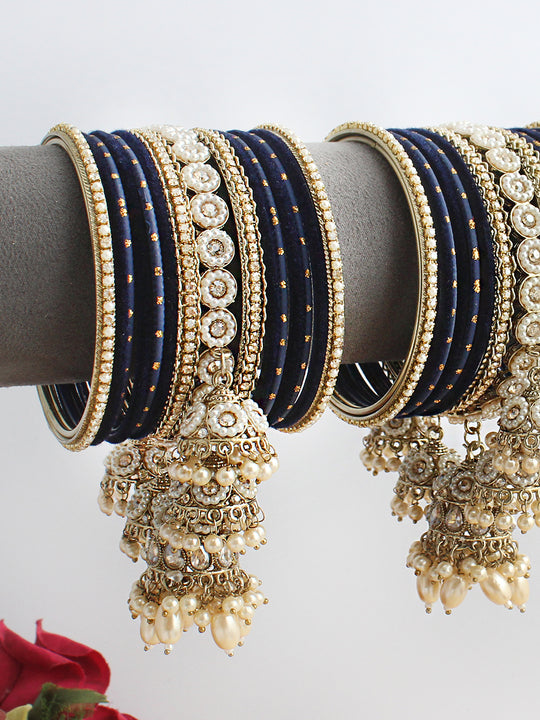 Nakshita Bangle Set / Stack-Blue