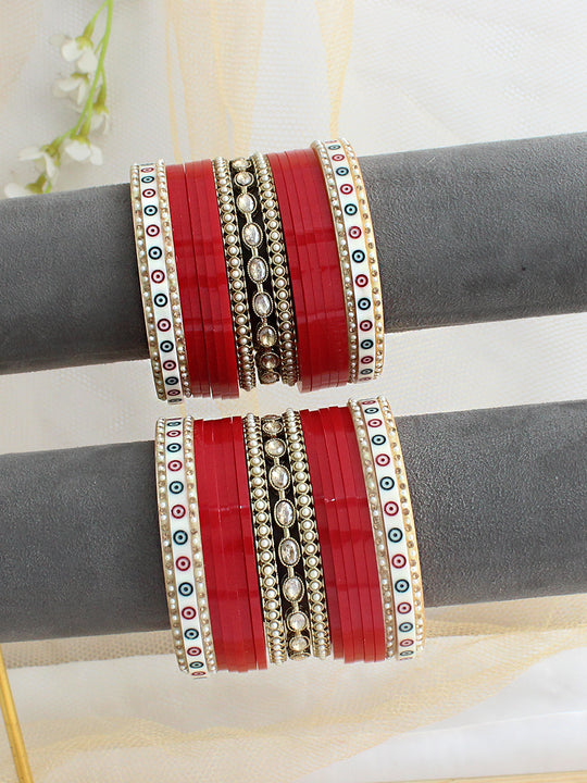 Minal Bridal Choora Bangle Set-Red