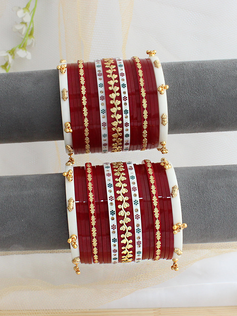 Navika Bridal Choora Bangle Set-Maroon