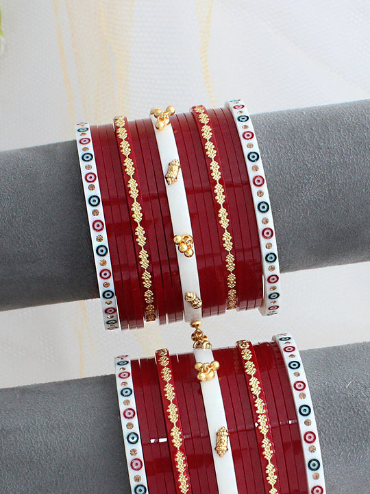 Anshika Bridal Choora Bangle Set-Maroon