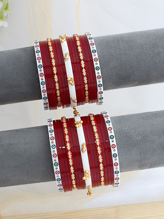 Anshika Bridal Choora Bangle Set-Maroon