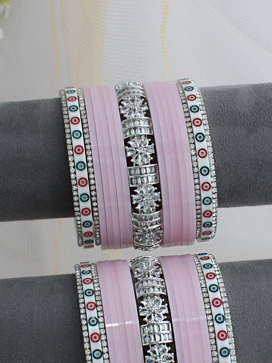 Tisha Bridal Choora Bangle Set-Pastel Pink