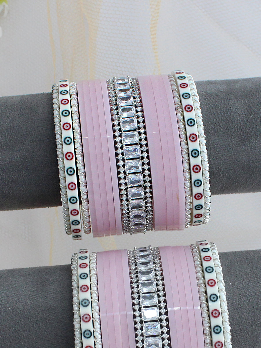 Harleen Bridal Choora Bangle Set-Pastel Pink