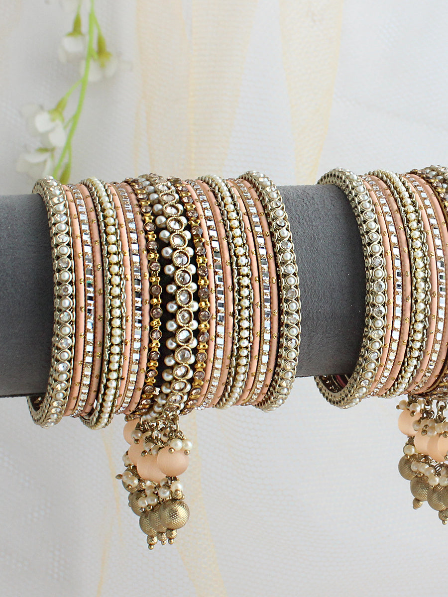Tejal Bangle Set / Stack-Peach 