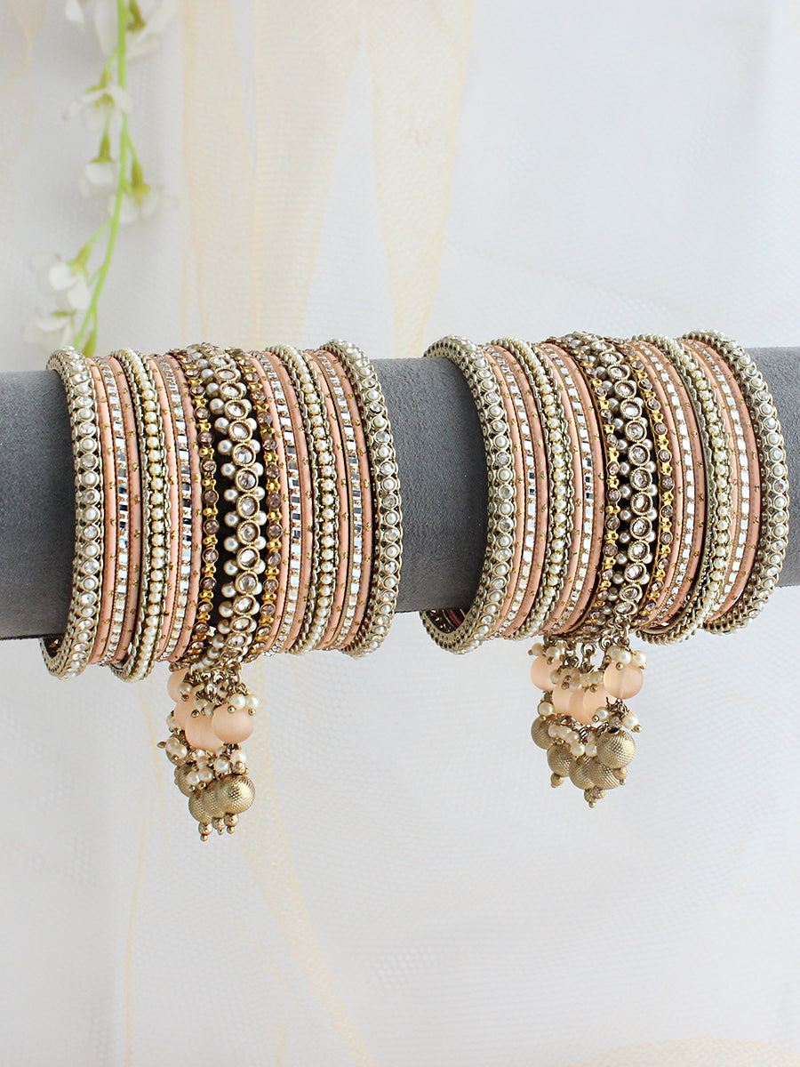 Tejal Bangle Set / Stack -Peach