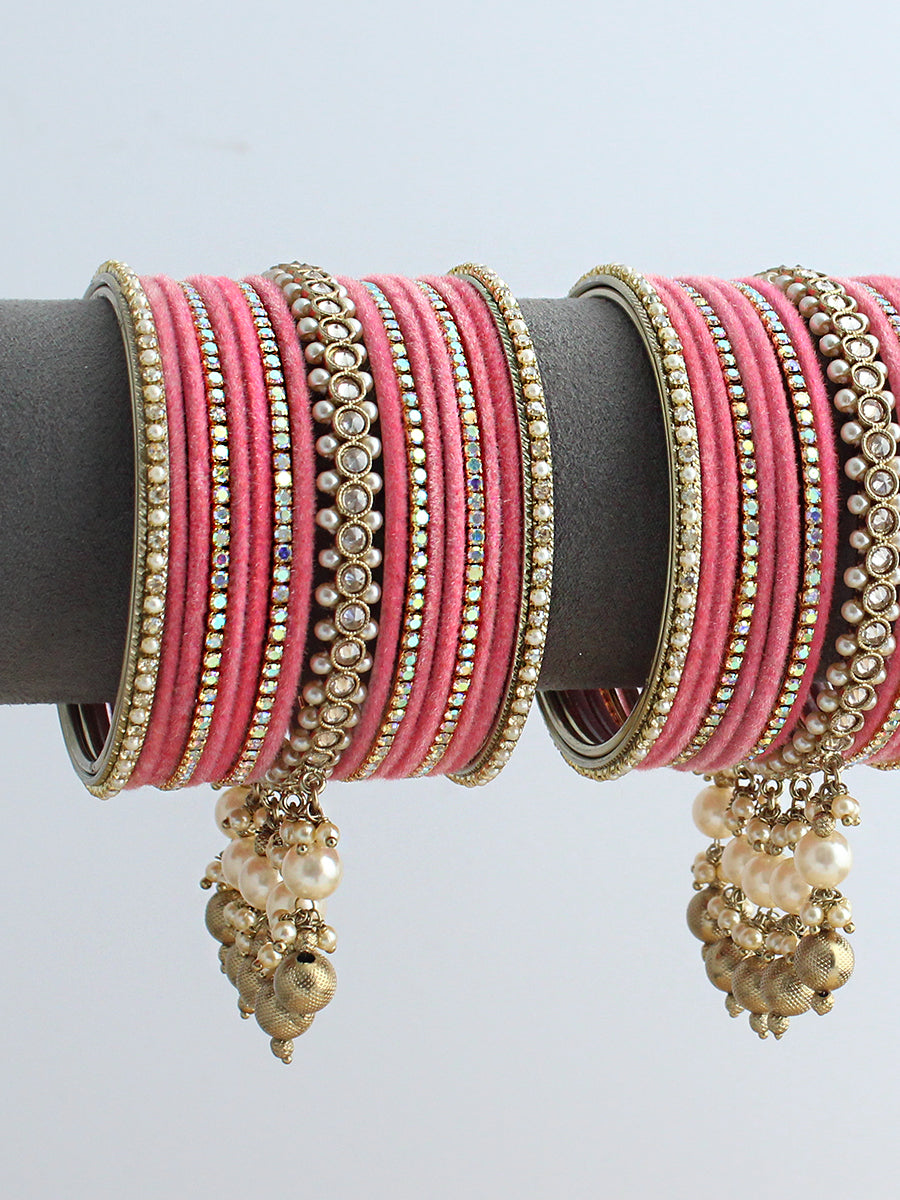 Juhi Bangle Set / Stack -Pink