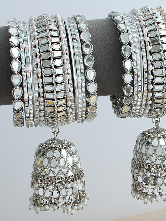 Manira Bangle Set / Stack -Silver
