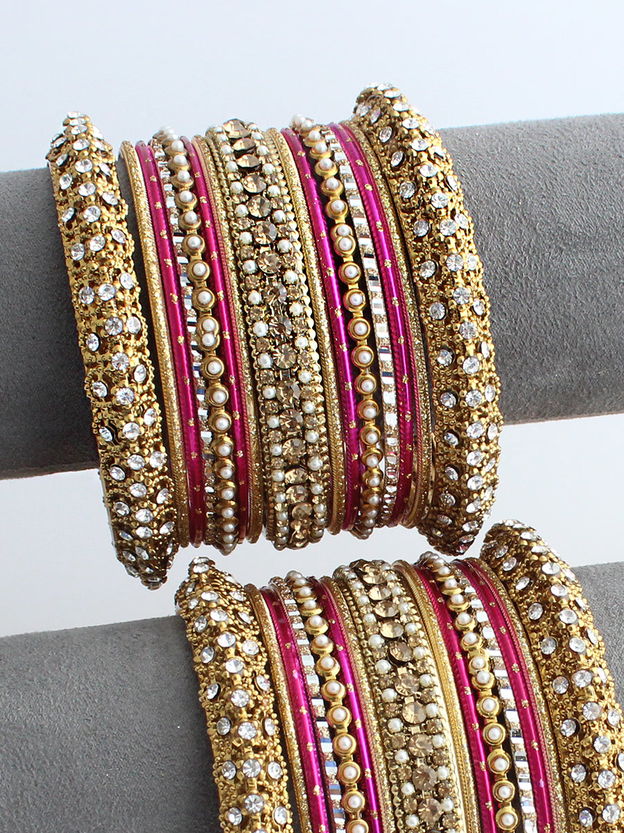 Ishleen Bangle Set / Stack-Hot Pink
