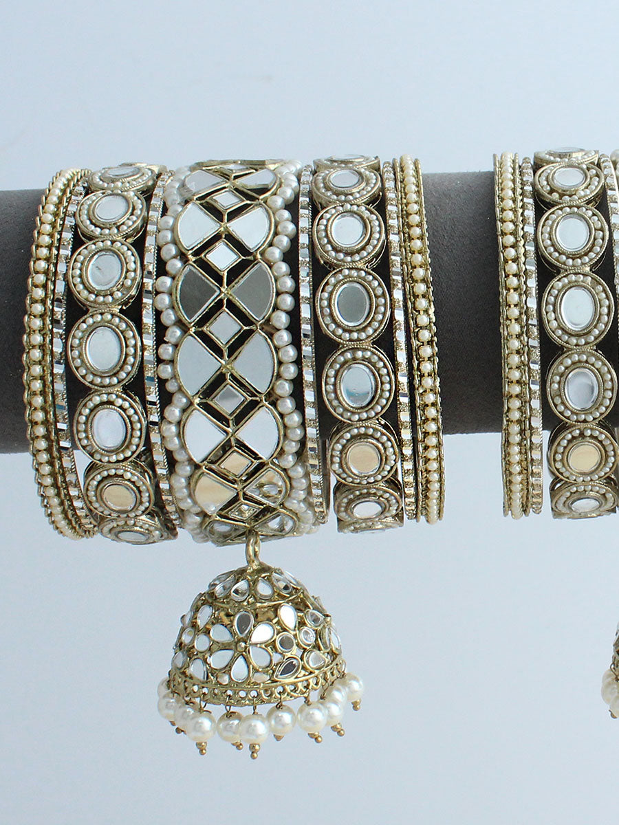 Tanishi Mirror Bangle Set / Stack-Antique Gold