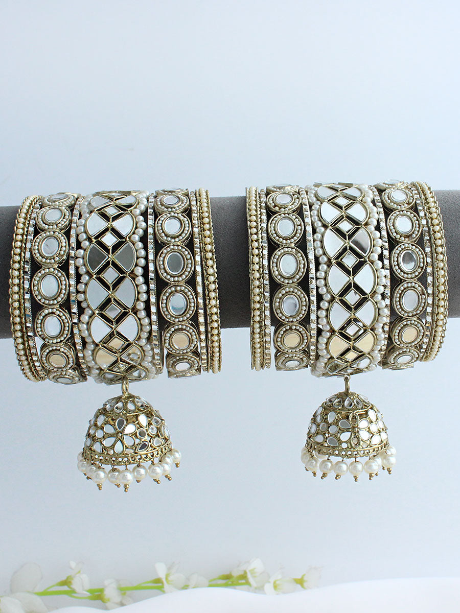 Tanishi Mirror Bangle Set / Stack-Antique Gold