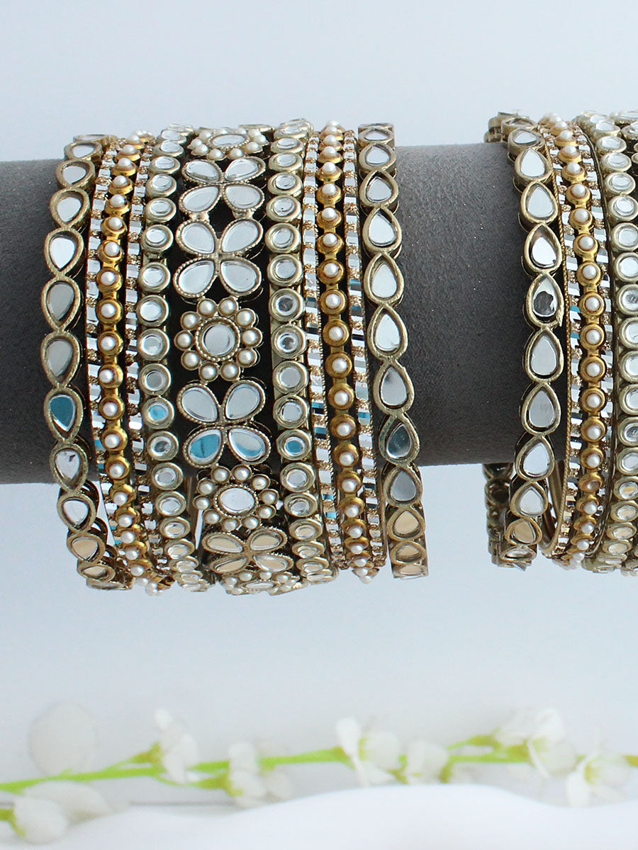 Aayat Mirror Bangle Set / Stack-Gold