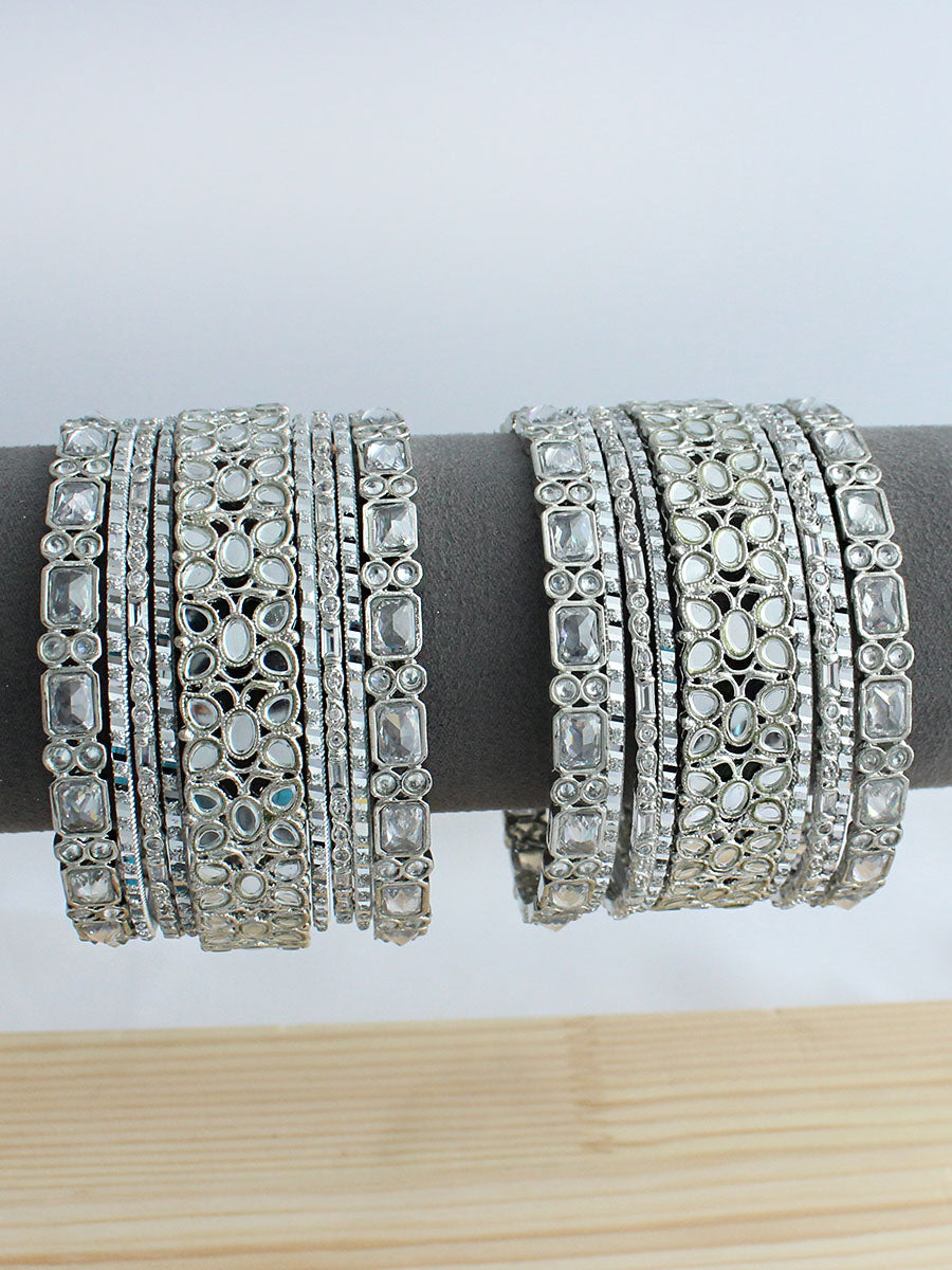 Noshin Bangle Set / Stack-Silver