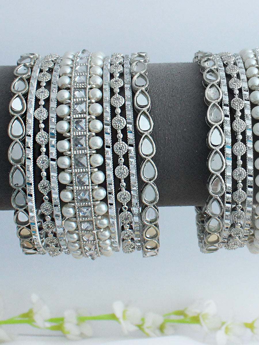 Mitali Bangle Set / Stack-Silver