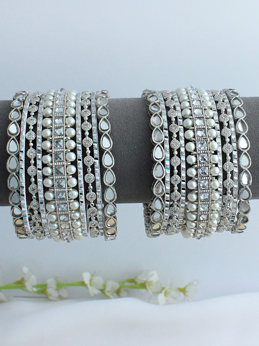 Mitali Bangle Set / Stack-Silver