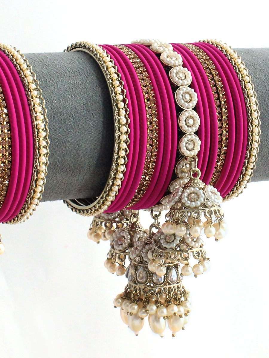 Rabia Bangle Set / Stack-Hot Pink