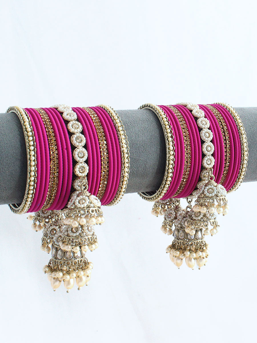 Rabia Bangle Set / Stack-Hot Pink