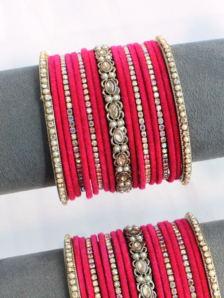 Kunika Bangle Set / Stack-Hot Pink