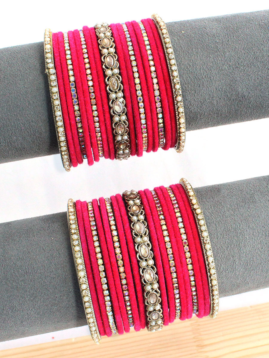 Kunika Bangle Set / Stack-Hot Pink