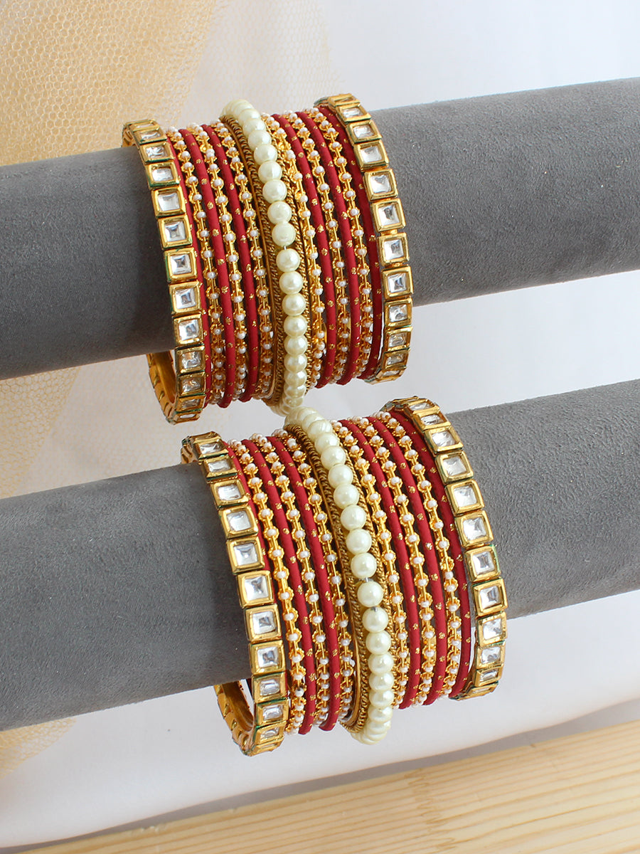 Basira Bangle Set / Stack-Red