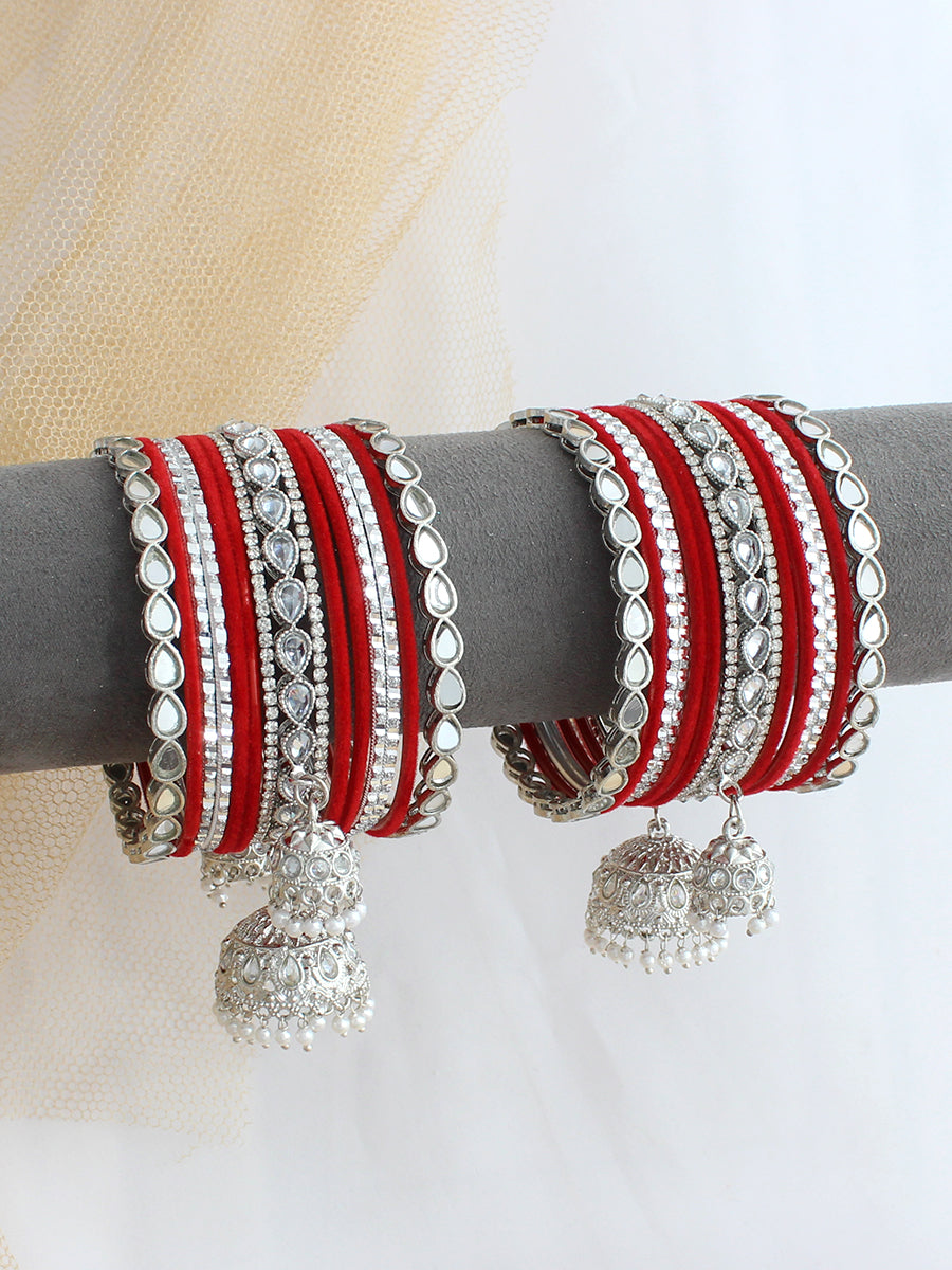Zunaira Bangle Set / Stack-Red