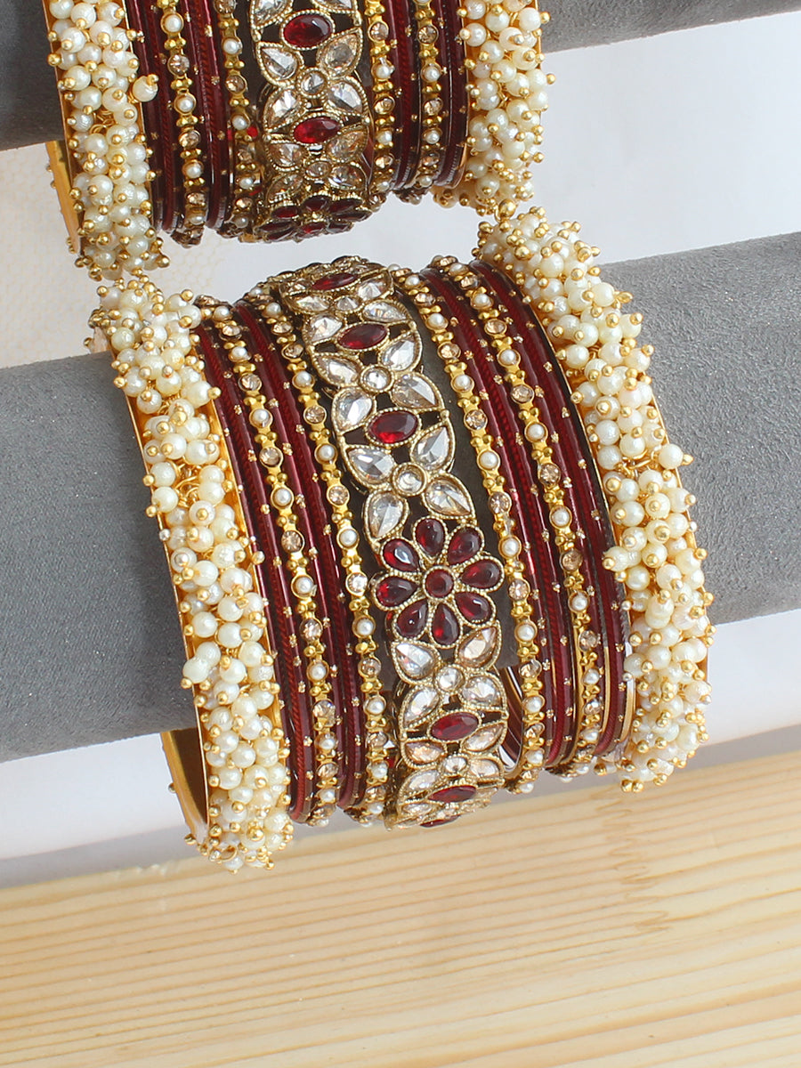 Siya Bangle Set / Stack-Maroon