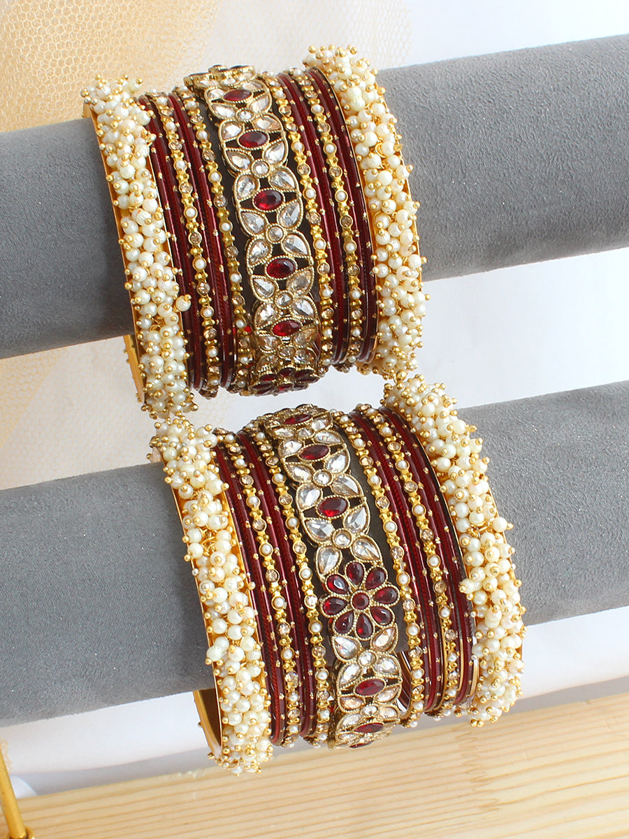 Siya Bangle Set / Stack-Maroon