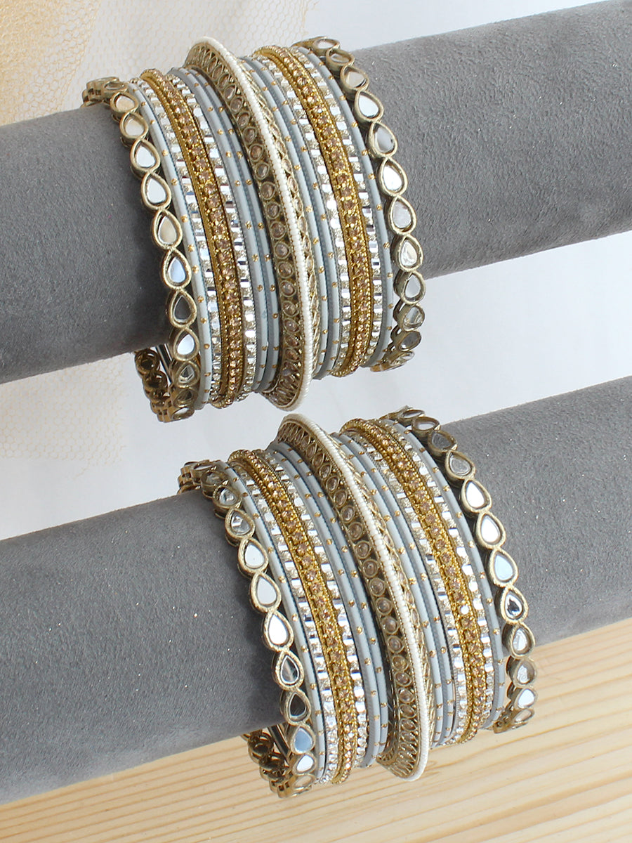 Pankhudi Bangle Set / Stack -Grey