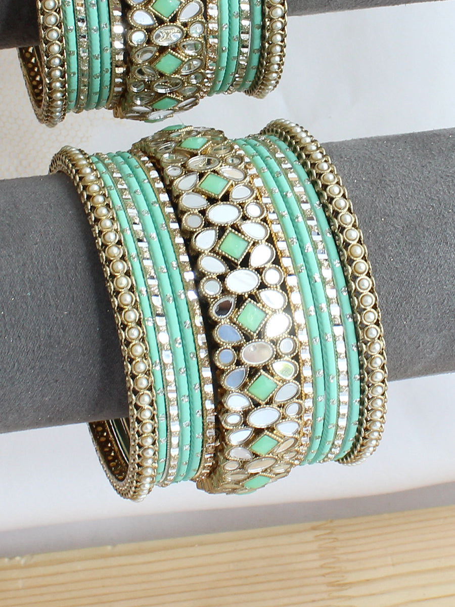 Ketki Bangle Set / Stack-Mint Green