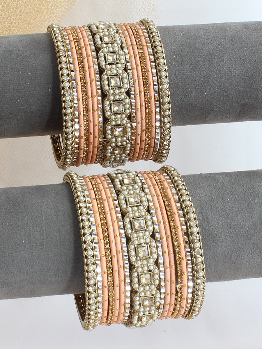 Devanshi Bangle Set / Stack-Peach