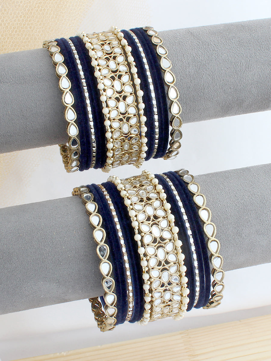 Meesha Bangle Set / Stack - Navy Blue