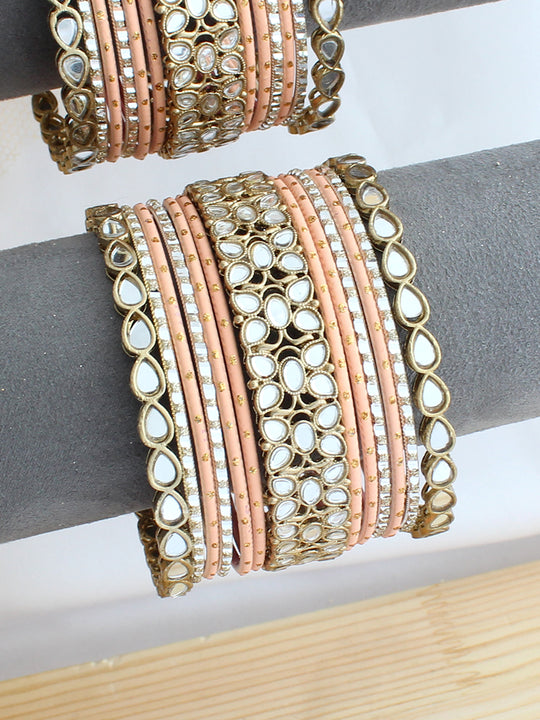 Naina Bangle Set / Stack - Peach