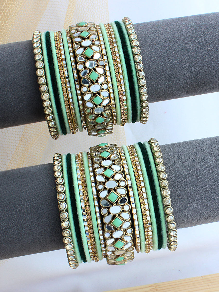 Paridhi Bangle Set / Stack-Mint Green
